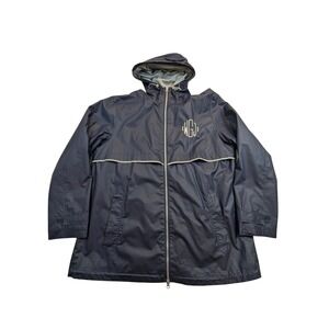 Hooded Waterproof Rain Jacket – Women's XL Navy Blue Polyurethane Monogram